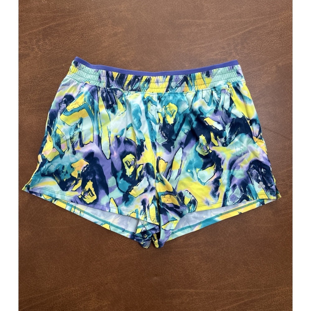 Tek Gear Workout Shorts Women's Large Mid Rise Lined Pockets Colorful Breathable